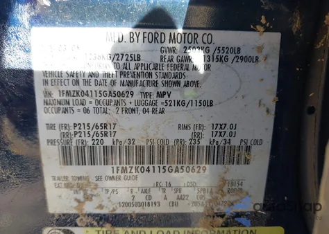 2005 Ford Freestyle Se from USA, damaged, VIN 1FMZK04115GA50629